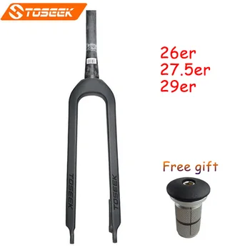 

TOSEEK MTB Bike Fork Carbon 26'' 27.5'' 29" Bicycle Tapared Fork Mountain Bike Brake Forks Bicicleta Accessorie Fork Super Light