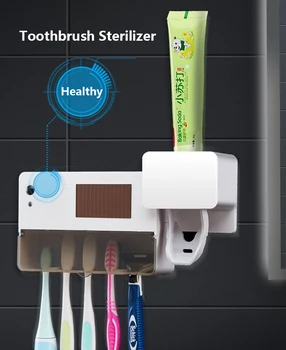 

Antibacterial 2 In 1 UV Light Ultraviolet Toothbrush Automatic Toothpaste Dispenser Sterilizer Toothbrush Holder Cleaner Home