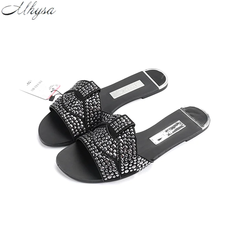 

Mhysa New Women's Large Size 35-41 Women's Summer Slippers Women's Beach Slippers Fashion Women Open Toe Rivet Slippers Y332