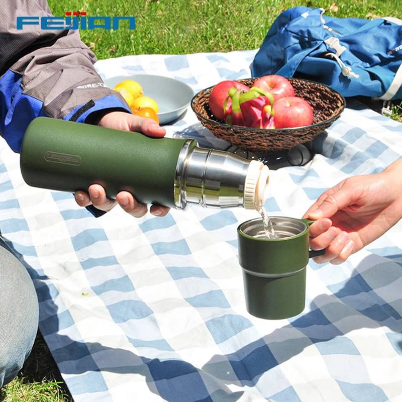 FEIJIAN Large Capacity Thermos, Travel Portable Thermos bottle , Thermal  mug, Water bottle, Stainless Steel ,1200/1500ML