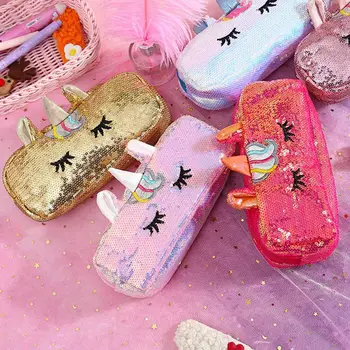 

Cute Unicorn Pencil Case Sequin Estojo Escolar Kawaii School Supplies Estuche Escolar Pencilcase Kalem Kutusu