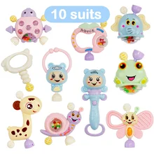 6/10 шт./компл. погремушки для новорожденного ребенка бубен не содержащего бисфенол-захватить музыкальные игрушки Прорезыватель для зубов, рано утром образования YH-17