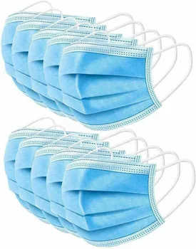 

50PCS Disposable Blue Face Mask For Adult Breathable Masks cubrebocas Faceshields 3 Layers Melt-blown Non-woven mascaras faciais