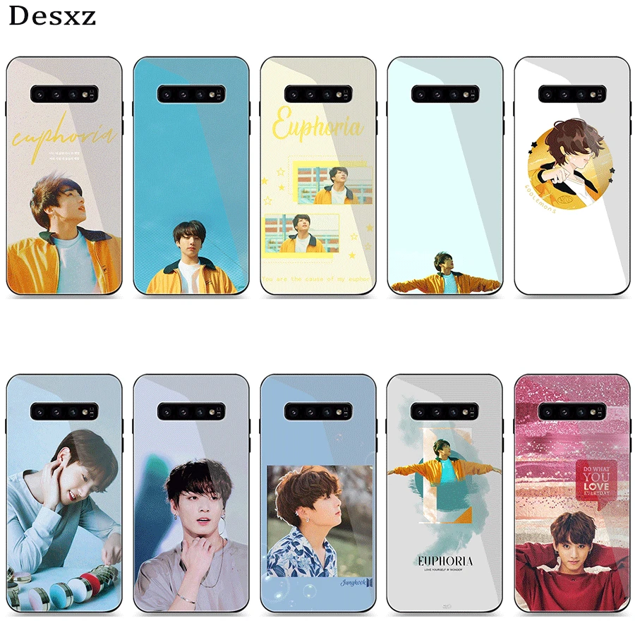 

Phone Case Glass For Samsung A10 A20 A30 A40 A50 A60 A70 S7 Edge S8 S9 S10 Plus Cover Euphoria Jungkook Bangtan Boys