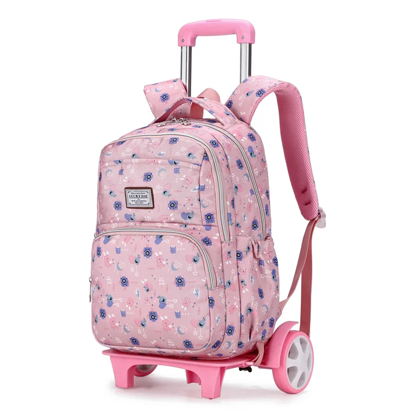 Новая школьная сумка для студентов Детский рюкзак на колесиках девочек школьный
