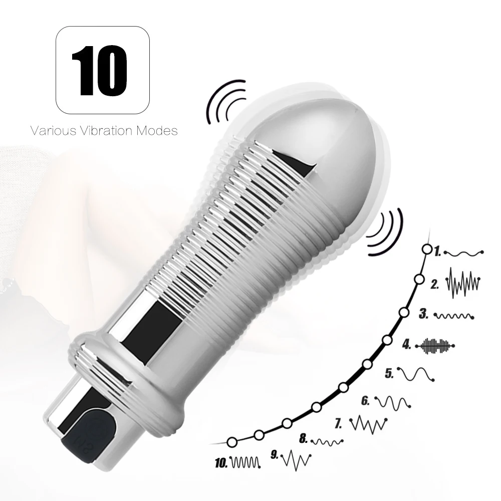 Metal 10 Speeds Frequency Rechargeable Butt Plug