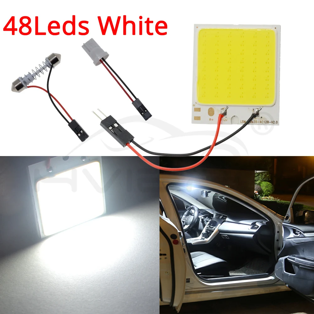 Hviero C5W Cob 24 36 48SMD chip White Reading Lamp led T10 Car Led parking Bulb Auto Interior Panel Light Festoon license plate lights