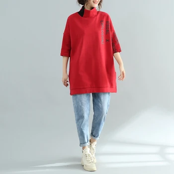 

2020 spring version the new Korean big size loose t-shirt half-sleeve cotton thick turtleneck undershirt women shirts