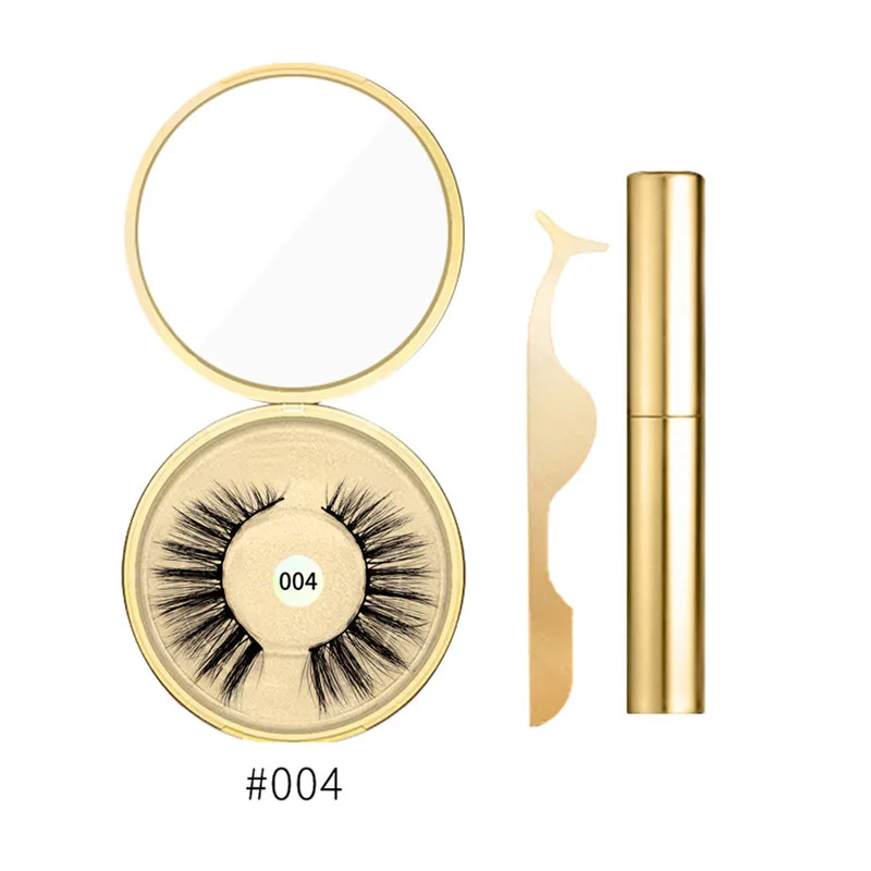 Natural Thick Magnetic Eyeliner Eyelashes Set No Glue Prevent Allergy Handmade Magnetic Fake Eyelashes With Eyelashes Applicator