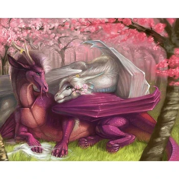 

5D DIY Diamond Painting Couple dragon Crystal Diamond Painting Cross Stitch Animal Needlework Home Decorative