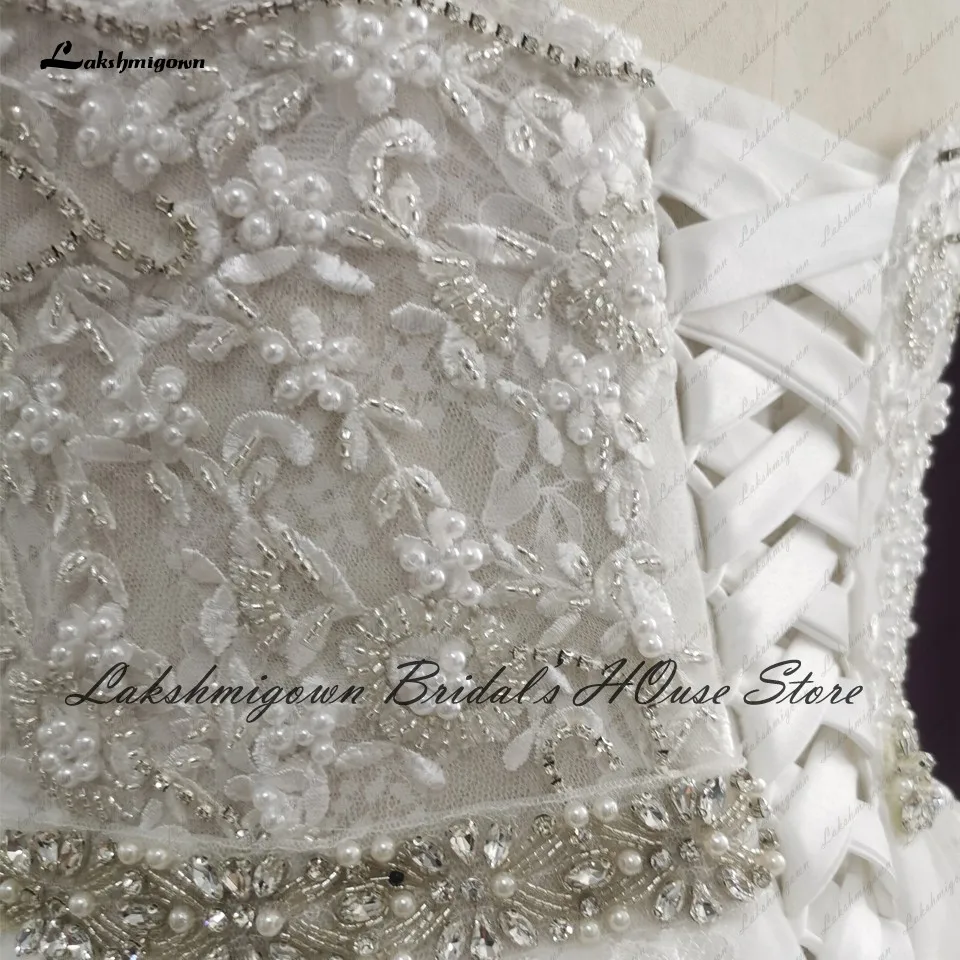 lakshmigown Luxury Princess Wedding Gowns Spagnetti Straps Bohemian Bride Dress Lace V Neck Wedding Dress 2024 Customized 4