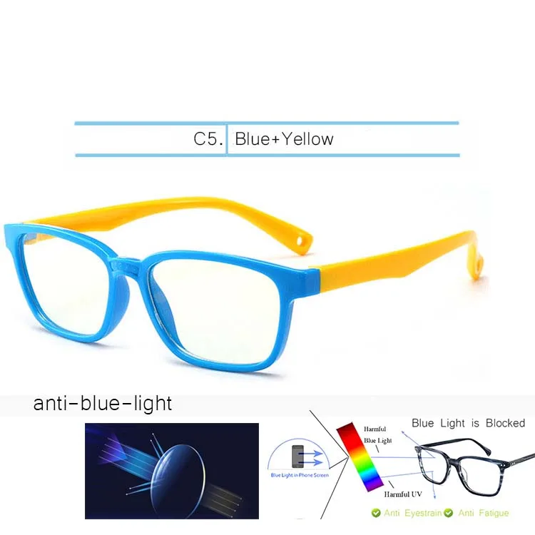 C5-anti blue ray IVSTA с ремешком 46-16 детские очки компьютер анти синий светильник гибкий резиновый TR90 силиконовые девушки оптические оправы рецепт - Цвет оправы: C5-anti blue ray