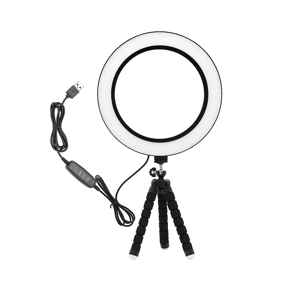 

Photography Dimmable LED Selfie Ring Light 3500-5500k Makeup Photo Studio Lamp For Youtube Video Live With USB Plug Tripod Stand