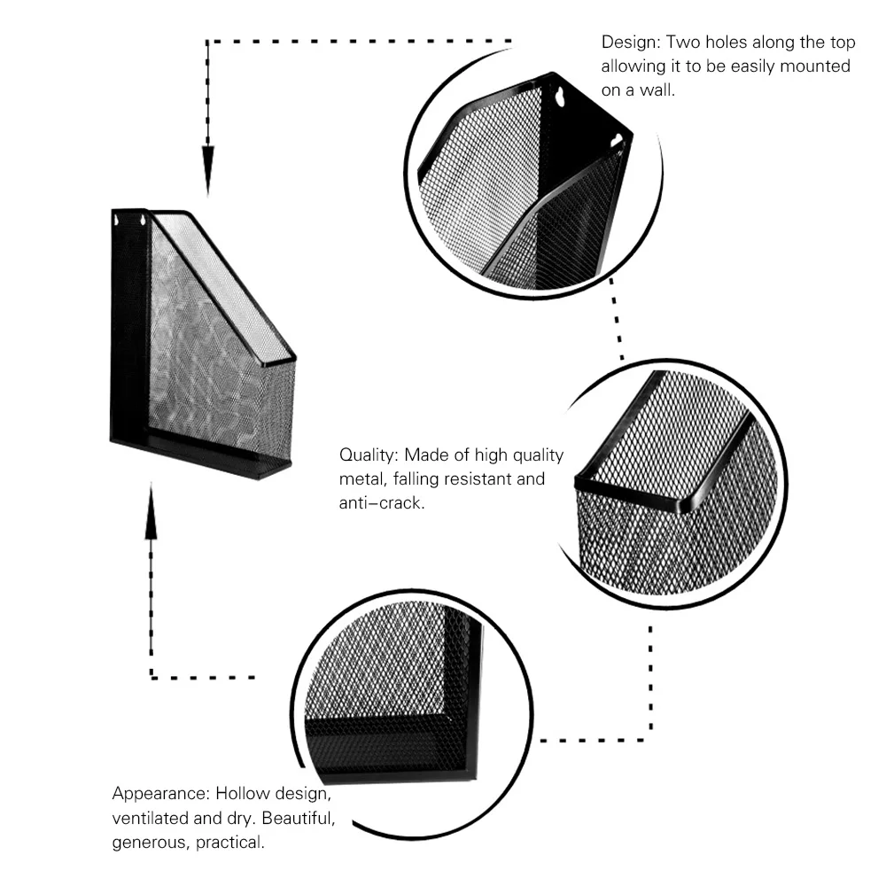 Черная металлическая сетка, держатель для журналов, настольный книжный Органайзер, стойка для документов, офисные аксессуары для офиса, дома