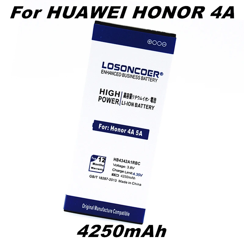 

LOSONCOER 4250mAh HB4342A1RBC Battery for Huawei Honor 4A SCL-TL00 y5II Y5 II 2 Ascend 5+ Y6 SCL-TL00 honor 5A LYO-L21 Battery