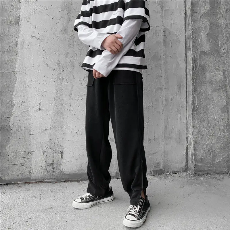 Privathinker Side Zipper Men's Black Sweatpants 2020 Men Oversized Pants Korean Streetwear Man Casual Pants Trousers Privathinker Side Zipper Men's Black Sweatpants 2020 Men Oversized Pants Korean Streetwear Man Casual Pants Trousers