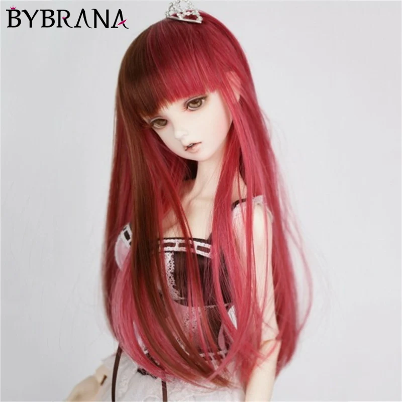 Парик Bybrana для шарнирных кукол 1/3 1/4 1/6 SD MSD длинный прямой двухцветный из