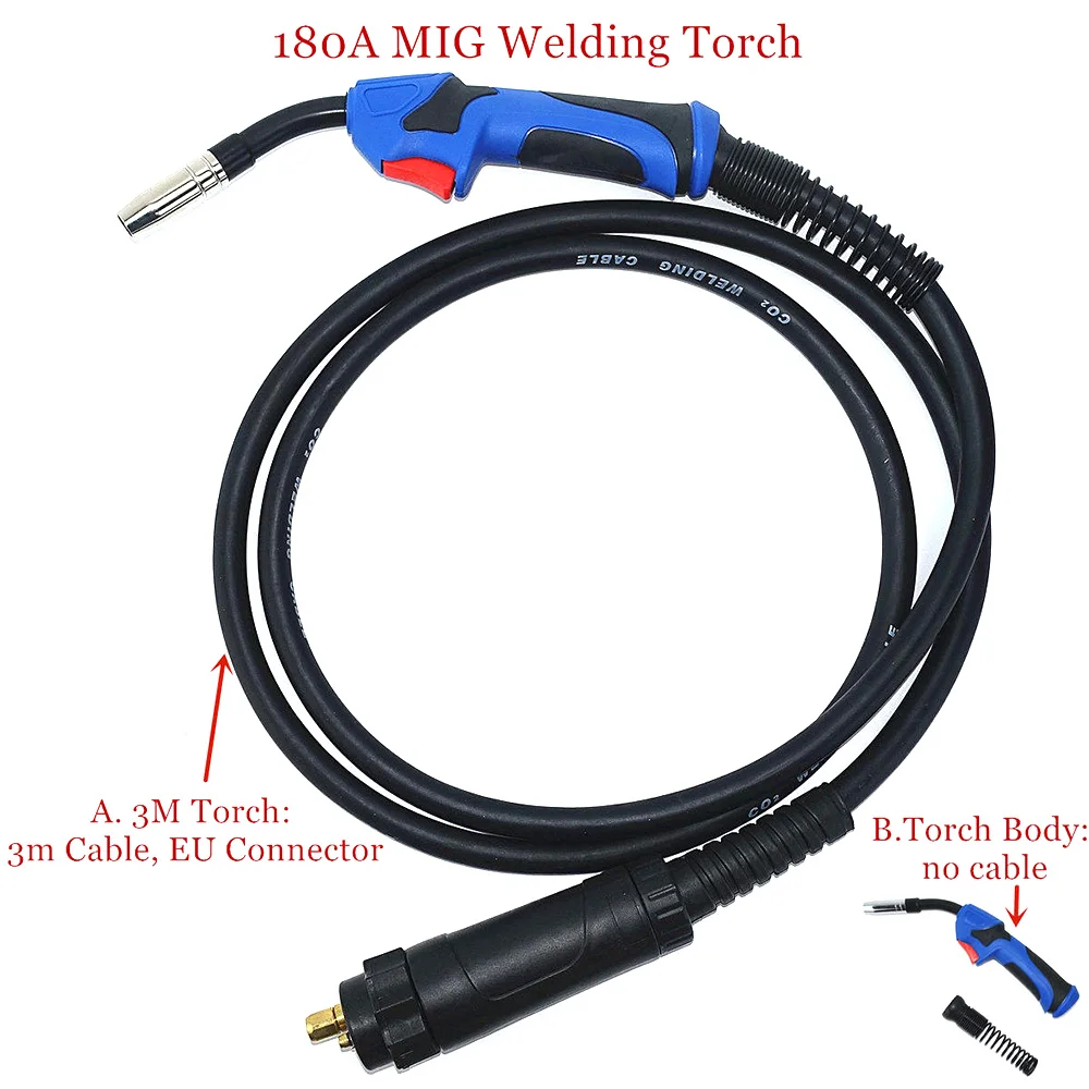 MIG Welding Torch Gun MB-15AK For MIG MAG Welder Binzel Type Flexible Head 10ft 3m