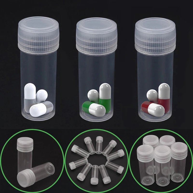 20Pcs 5ml Plastic Bottle Sample Jar 5g Small Barrel Vials Medicine Pill Liquid Powder Capsule Storage Container Packing Bottles plastic storage bottle