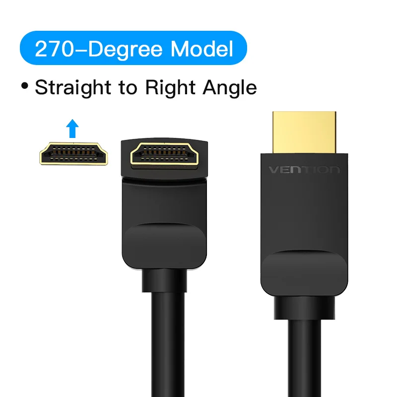 Premium Right-Angle 4K HDMI Cable with Adapter