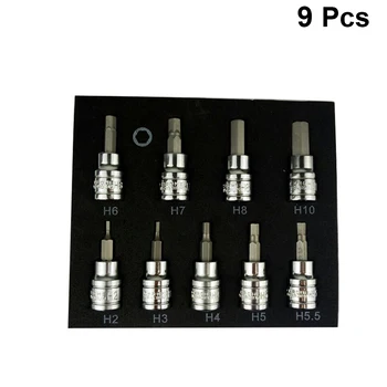 

9 Pcs 3/8 Inch DR Chromium Vanadium Steel Batch Press Sleeve Tool Set Sleeve Machine Repair Household Tool Set Bit Selection