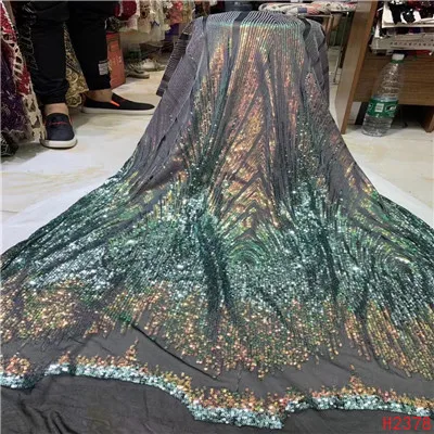as picture Нигерийские кружевные ткани 5 ярдов 3D блестки кружевная ткань чистая кружевная ткань блестки, зеленая кружевная ткань для платья высокой моды F2197 - Цвет: as picture