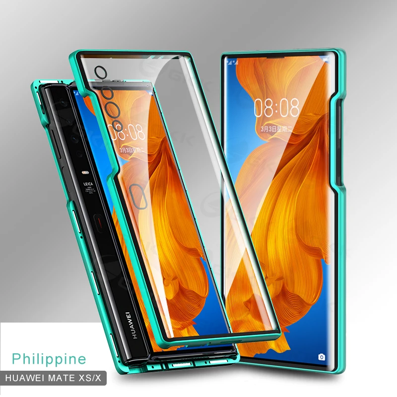 Роскошный двухсторонний стеклянный чехол для Huawei Mate Xs металлический с магнитной