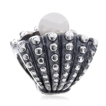 

Authentic 925 Sterling Silver Bead Charm Vintage Cute Oyster With Pearl Beads Fit Pandora Bracelet Bangle DIY Jewelry