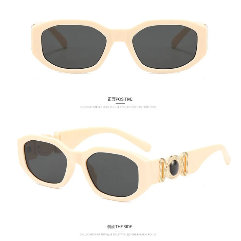 Classic Retro Men's and Women's Square Sun Glasses Personalized Metal Avatar Decoration Small Rectangular Sunglasses Uv400 round sunglasses