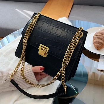 

Crocodile pattern Square Crossbody bag 2020 New High quality PU Leather Women's Designer Handbag Chain Shoulder Messenger Bag