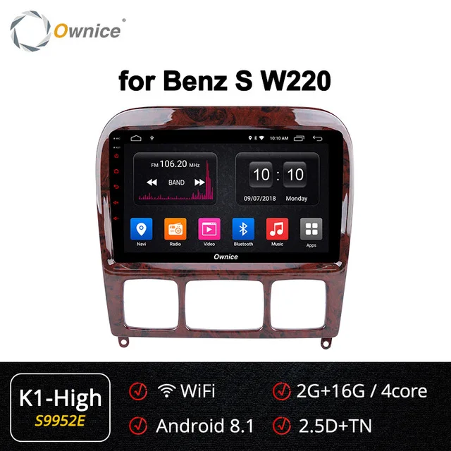 Ownice carplay Android 9,0 2din автомобильный dvd-плеер радио gps стерео для Mercedes Benz/S280/S320/S350/S400/S500/W220/W215/C S класс - Цвет: S9952 K1-High