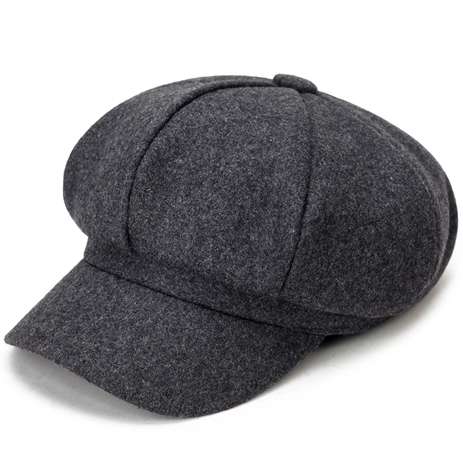 Women's hat Autumn Winter Warm Fashion Octagonal Hat Woolen Cloth Casual Beret Cap Solid Artist Painter Newsboy Hats Black Grey
