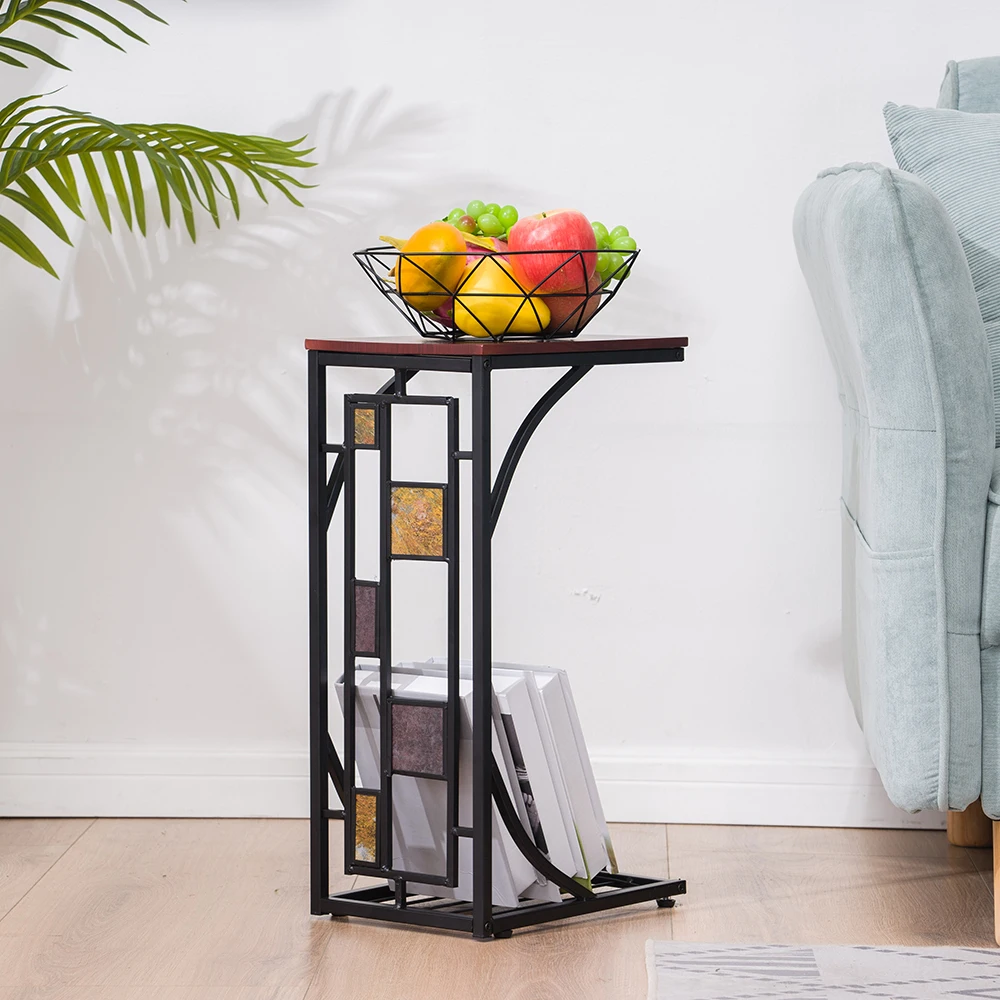 

30.5 x 21 x 54cm Iron Side Table Coffee Table Brown for Home