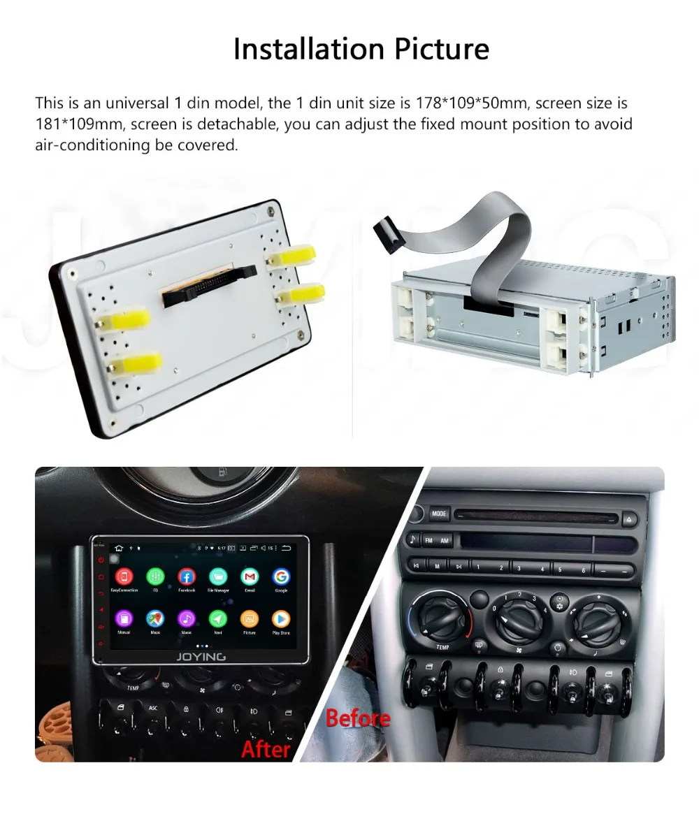 Best JOYING one din 7" universal 2GB car radio playe Android 9.0 DSP GPS support video output/Mirror link/Split Screen head unit 11