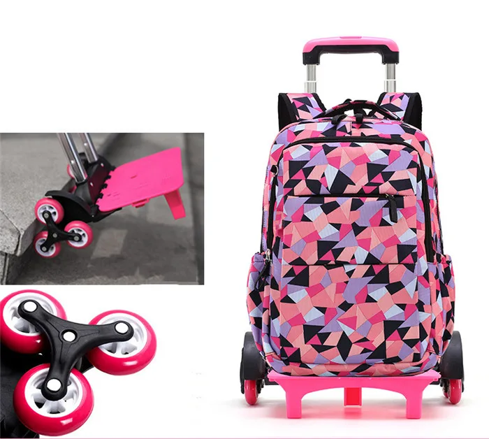 Six wheel Black Школьные сумки для девочек с шестью колесами, ортопедические рюкзаки для начальной школы, детские водонепроницаемые школьные сумки, милые сумки на плечо для подростков, Mochila - Цвет: Six wheel Black