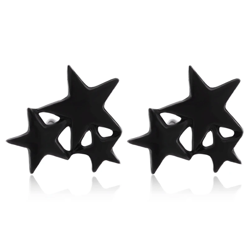 

Fashion Earring Jewelry Matte Three Linked Star Men Teens Stud Earrings Women Cute Star Pendients Party Gifts 3 Colors