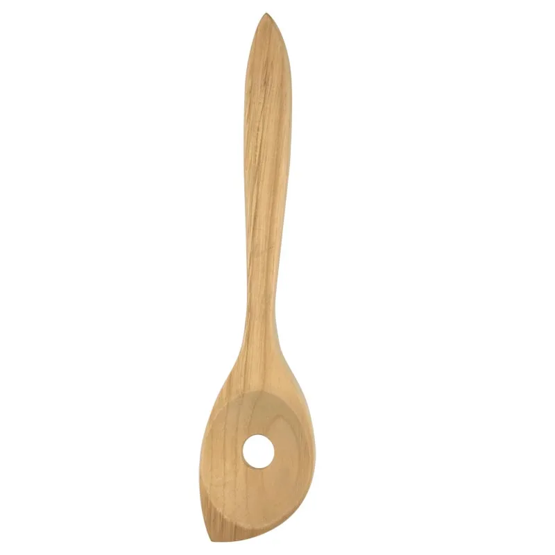 Wooden Bamboo Salad Servers Kitchen Tool set Spoon Spatula Turner 30cm for Cooking Mixing Stirring Natural Wood Utensils