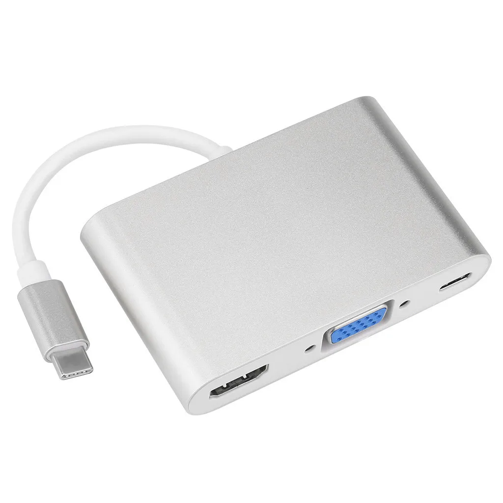 USB C к HDMI VGA USB 3,0 type C аудиоконцентратор адаптер 5 в 1 мульти порт конвертер для Macbook Pro концентратор адаптер с адаптером питания