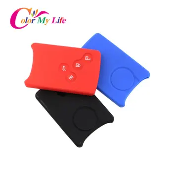 

4 Button Silicone Car Key Cover Protector Holder Fit for Renault Clio Logan Megane 2 3 Koleos Scenic Card Keychain Case Bag
