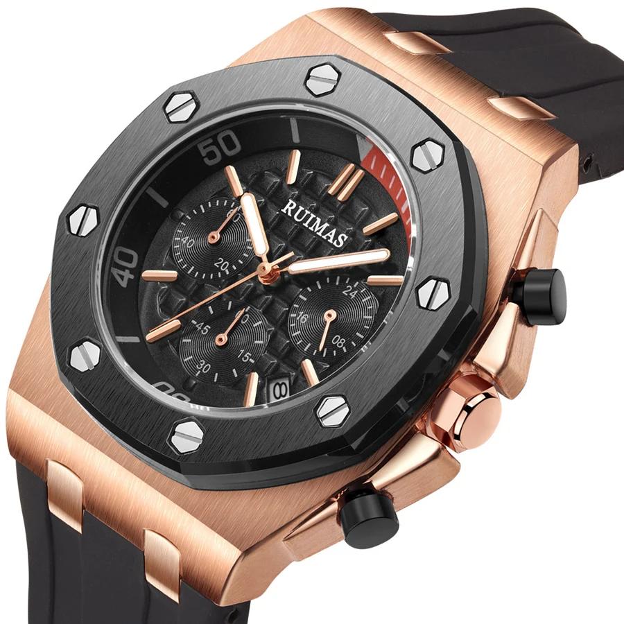 

Men's Military Watch Waterproof Silicone Strap Multifunction Sport Watch with Chronograph Fashion Casual Quartz Wristwatch