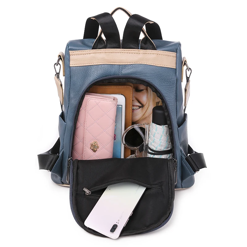 Fashion Leather Backpack Women Shoulder Bag Large Capacity Women Backpack School Bag for Teenage Girls Light Travel Backpack