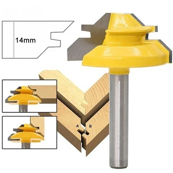 

1/4*1-1/2 45 Degree Lock Miter Router Bit Shank Woodworking Tenon Milling Cutter Tool Drilling Milling for Woodworking Tool