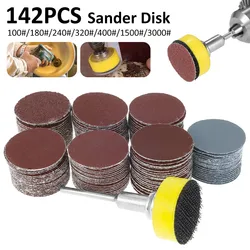 Kit de disques abrasifs 1 pouce, 142 pièces, papier avec plaque de polissage abrasif 1 pouce + tige 1/4 pouce pour rotation 