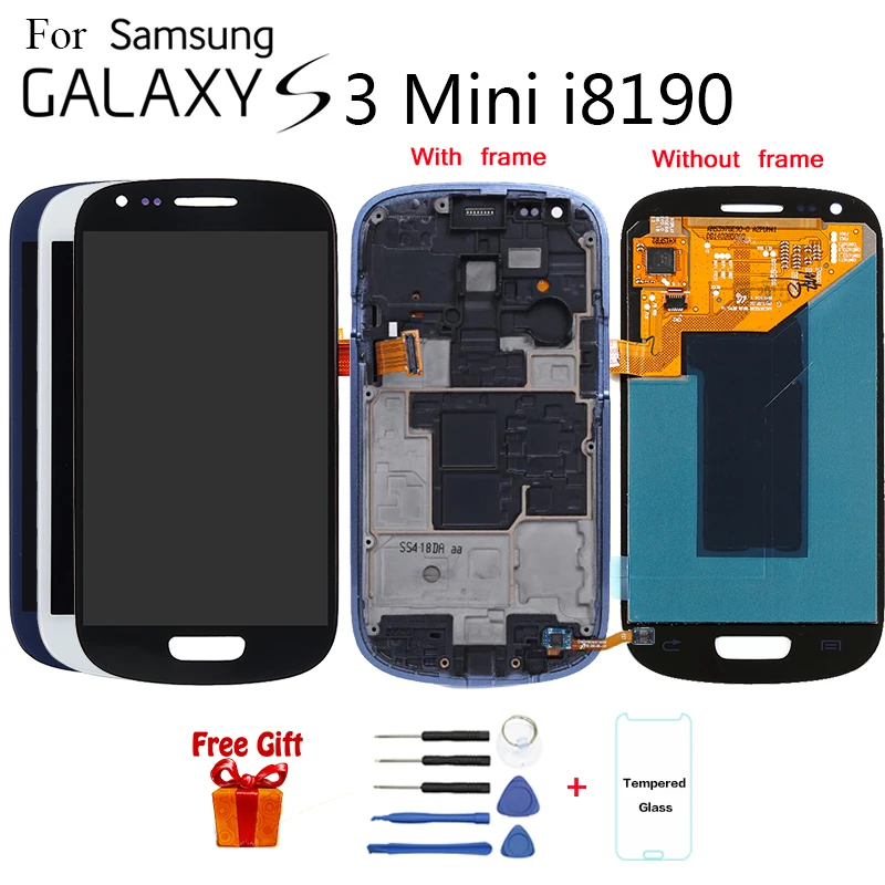 Super AMOLED для SAMSUNG GALAXY S3 Mini i8190 i8190N i8195 ЖК-дисплей сенсорный экран дигитайзер в сборе с