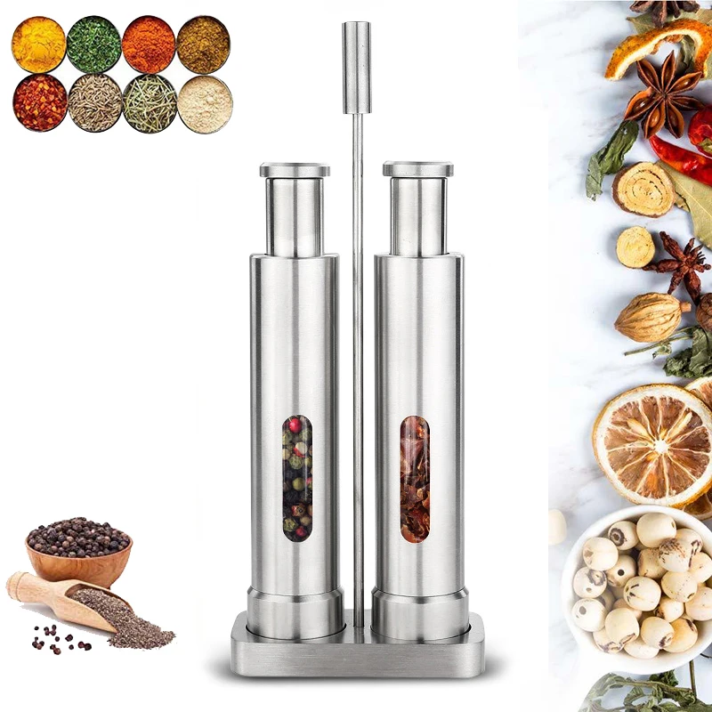 Manual Pepper Mill Salt Shakers Thumb Push One-handed Grinder Stainless Steel Spice Sauce Grinders Stick Kitchen Tools | Дом и сад