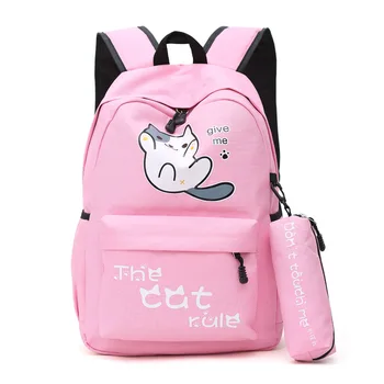 

Anime Neko Atsume Colourful Cartoon School Bags Cat Backyard Cosplay Canvas Backpack Teenage Travel Shoulder Bags Rucksack