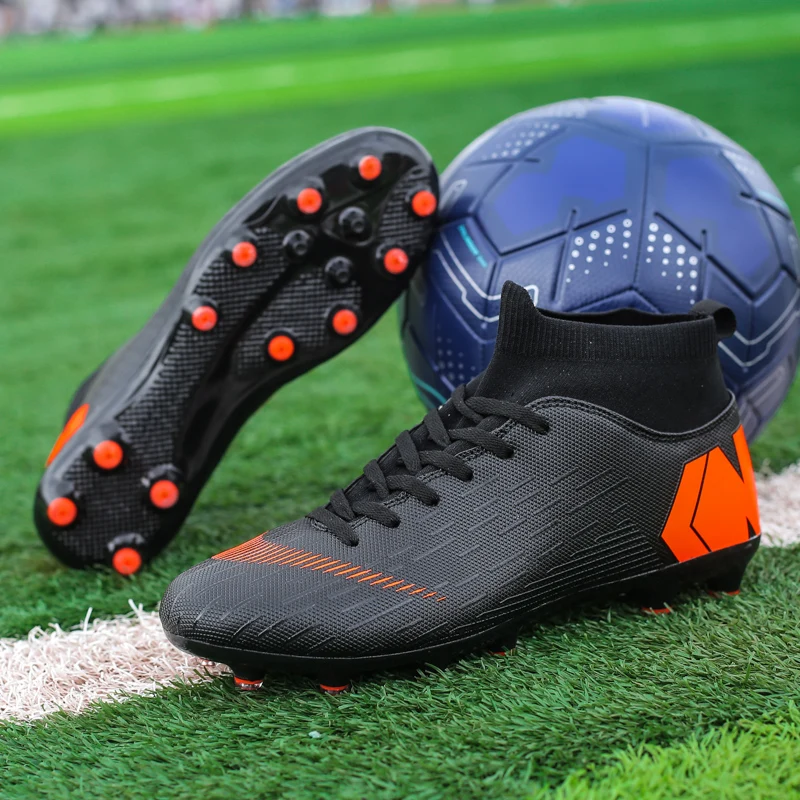 black long spikes ZHENZU, мужские футбольные бутсы для мальчиков, белые, черные, футбольные бутсы, детские бутсы, спортивные кроссовки, европейские размеры 35-44 - Цвет: black long spikes