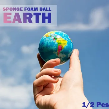 

1pcs 63mm Earth Ball Toys for Children Foam globe Anti Stress Relief World Map Ball Atlas Globe Palm Ball Planet
