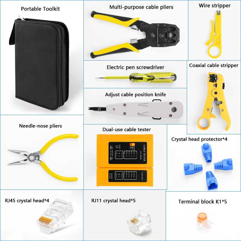 RJ45 RJ11 RJ12 CAT5 CAT5e портативный набор инструментов для ремонта локальной сети Utp кабельный тестер и плоскогубцы Обжимные Щипцы разъем зажим ПК