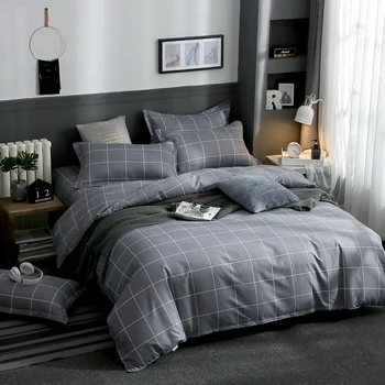 

Grey Plaids Printing Bedding Set 2pcs/3pcs Soft Duvet Cover Set 1 Quilt Cover+1/2 Pillowcases(no Sheet) Twin Full Queen King